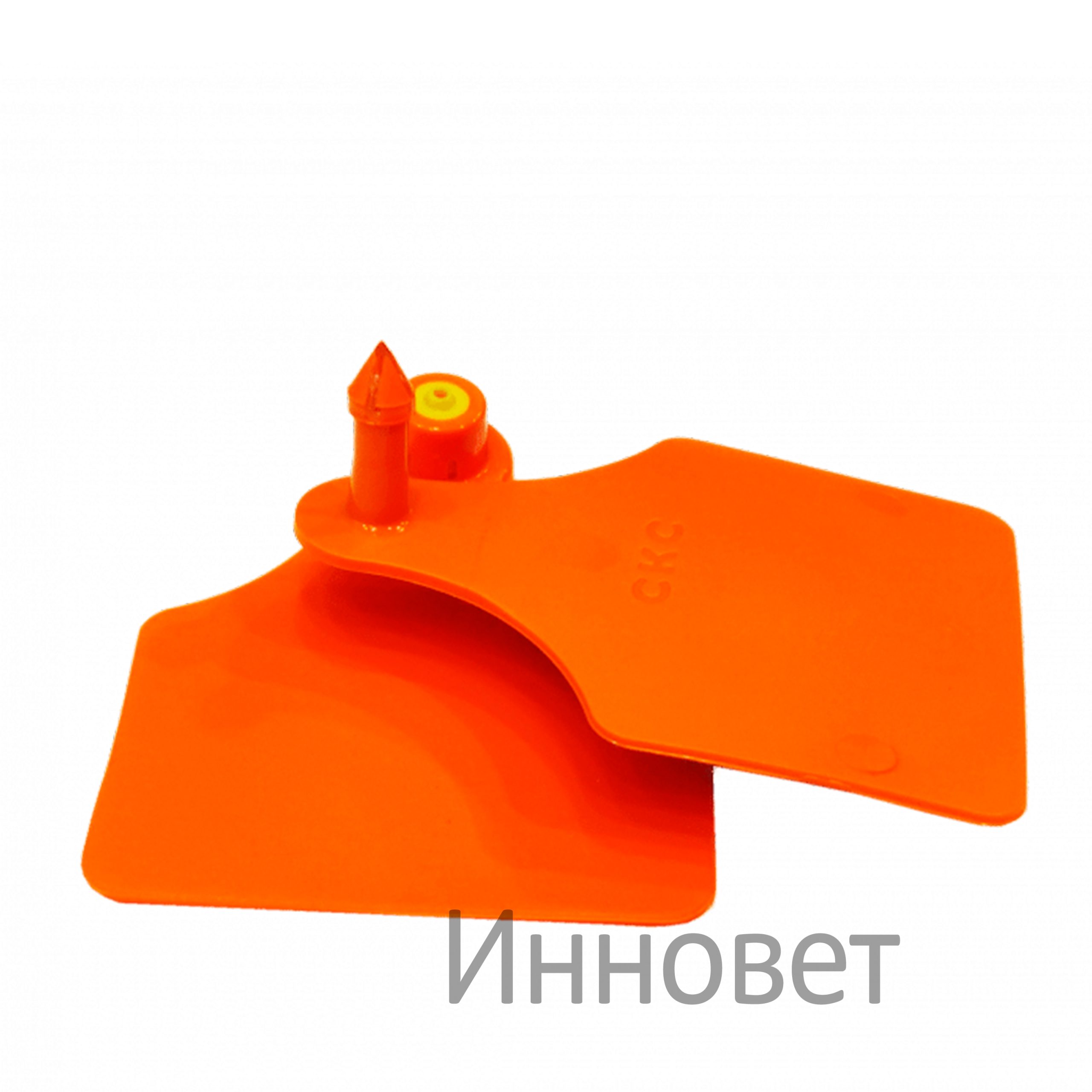Бирка двойная под щипцы с иглой с пластиковым наконечником 61х80